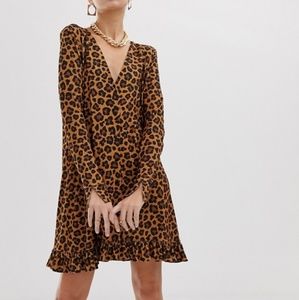 ASOS Leopard Print Button Through Mini Dress